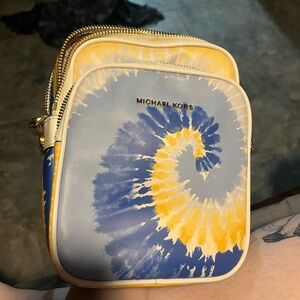Michael Kors Blue and Yellow Tie-Dye Crossbody Bag